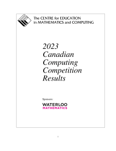 2023 Canadian Computing Competition Results