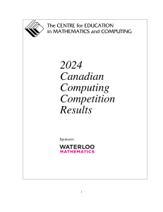 2024 Canadian Computing Competition Results