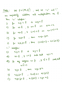 Fields in Mathematics: Lecture Notes