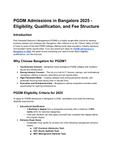 PGDM Admissions Bangalore 2025: Eligibility & Fees