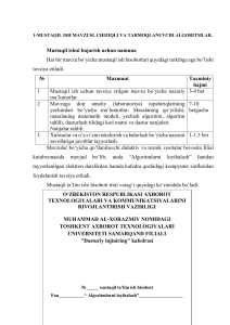 Algoritmlarni loyihalash: Mustaqil ish topshiriqlari