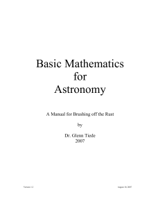 Basic Math for Astronomy Manual: Number Names & Arithmetic