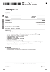 Cambridge IGCSE Mathematics Paper 4 Exam