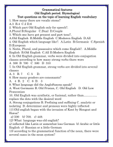 Old English Grammar & Vocabulary Test