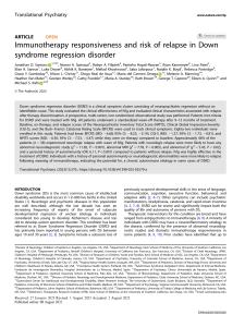 Immunotherapy for Down Syndrome Regression Disorder