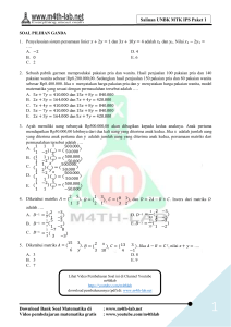 Soal UNBK MTK IPS Paket 1