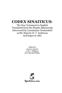 Codex Sinaiticus: New Testament English Translation