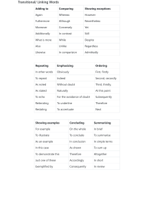 Transitional & Linking Words List