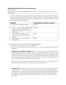 Process Thermodynamics Homework #1