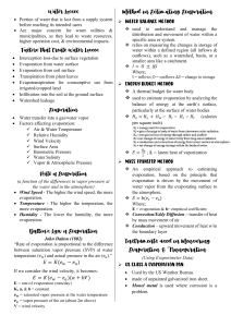 Water Losses, Evaporation, and Runoff Lecture Notes