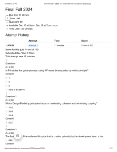 Software Engineering Quiz: Fall 2024