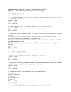 Corporate Finance Fundamentals: Valuation & Firm Types