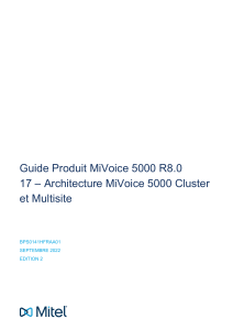 Guide MiVoice 5000 R8.0: Architecture Cluster et Multisite