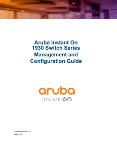 Aruba Instant On 1930 Switch Management & Configuration Guide