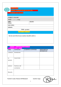 English Lesson Plan - Turkish Maarif School