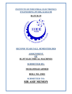 IE-357 Electrical Machines Assignment