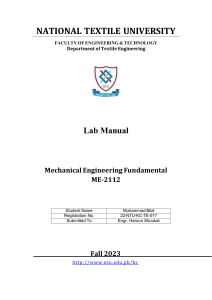 Mechanical Engineering Lab Manual