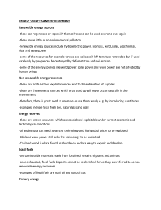 Energy Sources & Development: Renewable & Non-Renewable