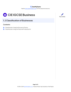 CIE IGCSE Business: Classification of Businesses Revision Notes