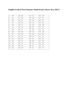 English Grade 8 Exam Answer Key (2017)