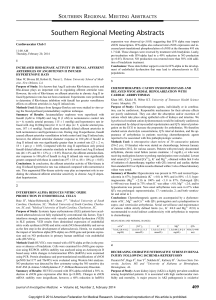 Southern Regional Meeting Abstracts: Cardiovascular Research