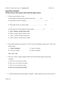 Primary School Math Test: Time, Geometry, Arithmetic