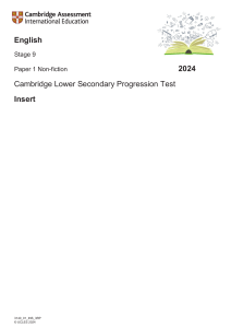 English Stage 9 Non-fiction Test Insert