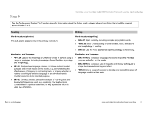 Cambridge English Curriculum Framework Stage 9