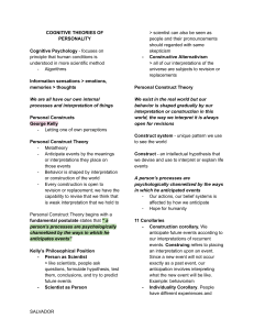 Cognitive Theories of Personality Lecture Notes