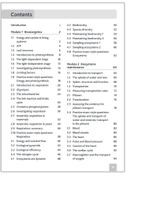 Biology Textbook Table of Contents