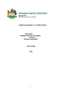 Grade 11 Physical Sciences Support Document