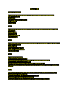 Managerial Accounting Test: Chapter 1-2A