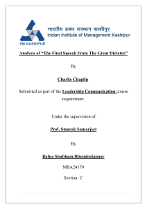 Chaplin's Great Dictator Speech Analysis