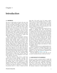 Minerals, Ores, and Abundance: Intro to Mineral Processing