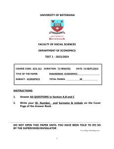 Engineering Economics Test - University of Botswana