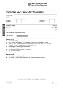 Cambridge Lower Secondary Math Checkpoint Paper 2