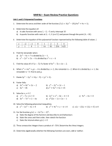 MHF4U Exam Review: Polynomials, Rationals, Trig, Logs