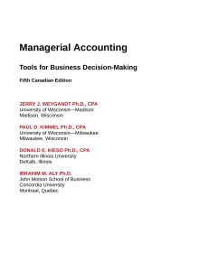 Managerial Accounting Textbook, 5th Canadian Edition