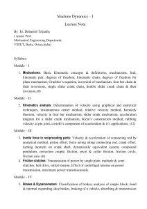 Machine Dynamics Lecture Note