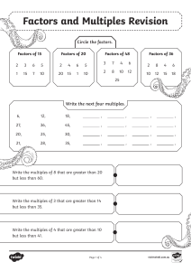 Factors and Multiples Worksheet