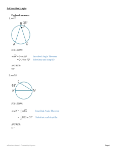 Inscribed Angles Worksheet