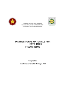 Franchising Instructional Materials ENTR 40023