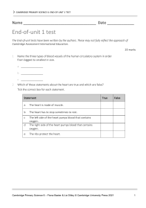 Primary Science Test: Circulatory, Respiratory, Reproduction