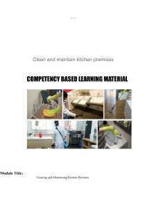 Clean & Maintain Kitchen Premises: Competency Based Learning