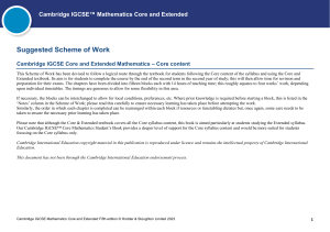 Cambridge IGCSE Math Core Scheme of Work