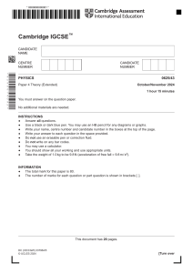 Cambridge IGCSE Physics Paper 4 Theory Exam