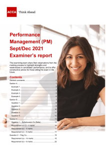 PM Exam Examiner's Report Sept/Dec 2021