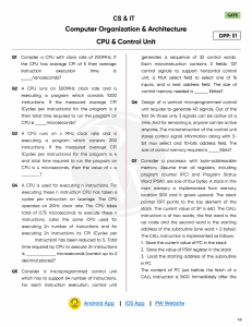 CPU & Control Unit Problems: GATE CS & IT