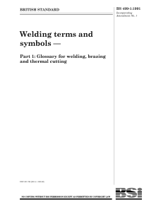 Welding Terms & Symbols Glossary BS 499-1:1991