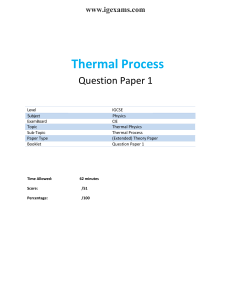 IGCSE Physics Thermal Process Question Paper